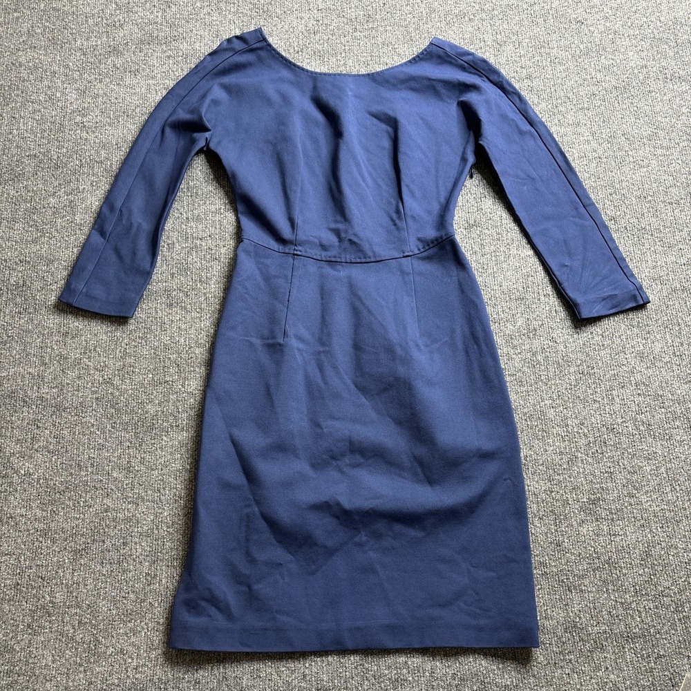 Piazza Sempione‎ Sheath Dress Women's XS U Neck 3/4 Sleeve Knee Length Blue